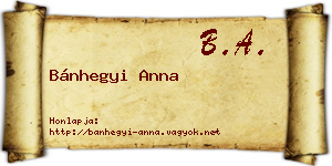 Bánhegyi Anna névjegykártya